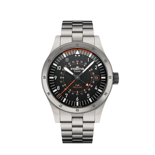 Fortis Flieger F-43 Triple-GMT Original on Block Bracelet F4260000