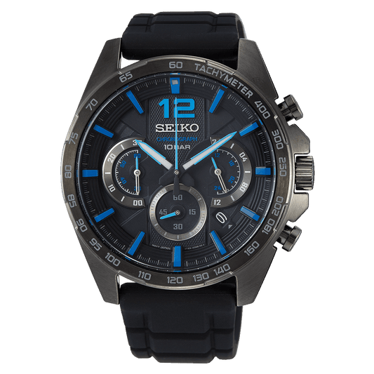 Seiko Essentials Chronograph Quartz Black Dial SSB353