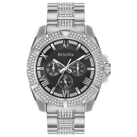 Bulova Bulova Men's Crystal Accent Multi-Function Stainless Steel Watch 96C126