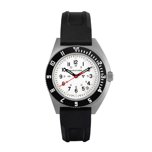 Marathon Arctic Steel Navigator W Date Ssnav D On Black 3 Piece Rubber Strap Kit 41mm WW194013SS-0530