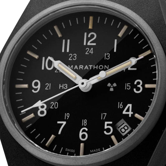 Marathon Black General Purpose Quartz With Date Tritium Gpq No Government Markings 34mm WW194015BK-0101