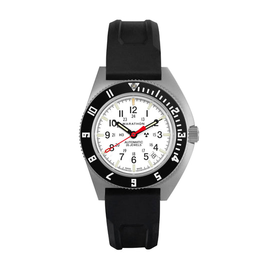 Marathon Arctic Steel Navigator W Date Automatic Arctic Ssnav D Auto On Black 3 Piece Rubber Strap Kit 41mm WW194030SS-0530