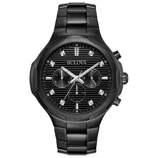 Bulova Bulova Men's Classic Diamond Accent Chronograph Black Stainless Steel Watch 98D147