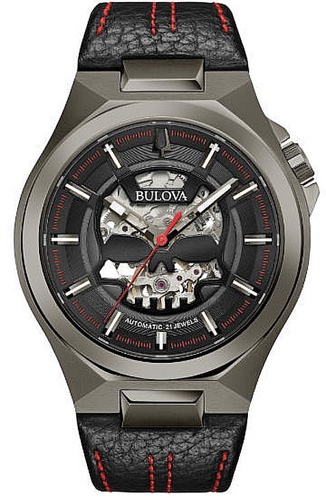 Bulova Bulova Men's Maquina Automatic Black Leather Strap Watch 98A237
