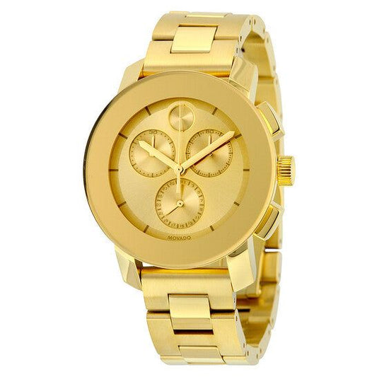 Movado Bold Chronograph Gold Metallic Dial Unisex Watch 3600358