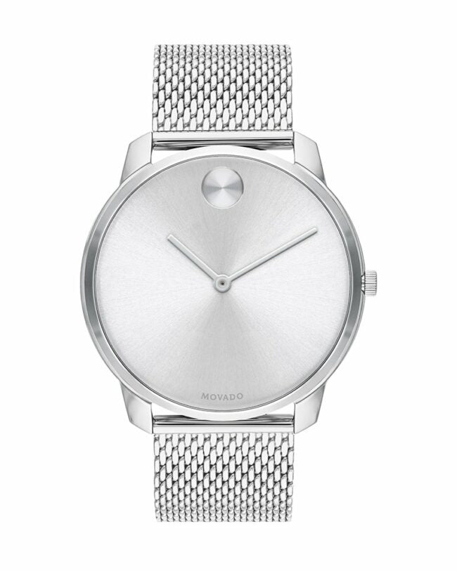 Movado Bold Quartz Silver Dial Stainless Steel Mesh Men's Watch 3600589