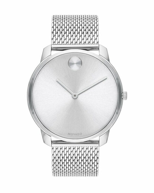 Movado Bold Quartz Silver Dial Stainless Steel Mesh Men's Watch 3600589