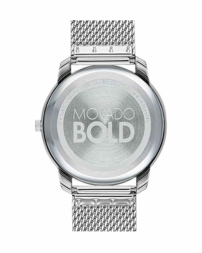 Movado Bold Quartz Silver Dial Stainless Steel Mesh Men's Watch 3600589