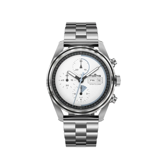 Fortis Stratoliner S-41 White Dust on Block Bracelet F2340006