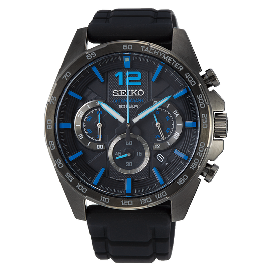 Seiko Essentials Chronograph Quartz Black Dial SSB353