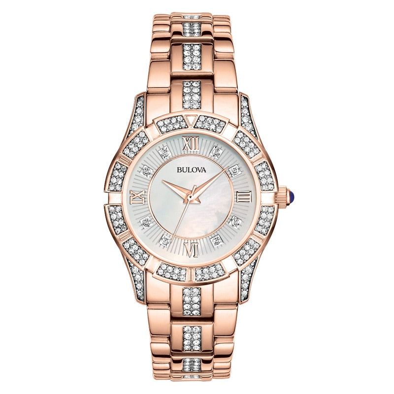 Bulova Bulova Women's Crystal Accent Rose Gold-Tone Stainless Steel Watch 98L197