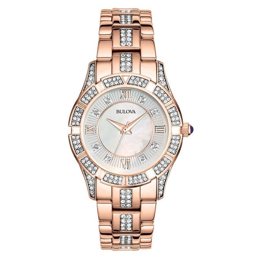 Bulova Bulova Women's Crystal Accent Rose Gold-Tone Stainless Steel Watch 98L197