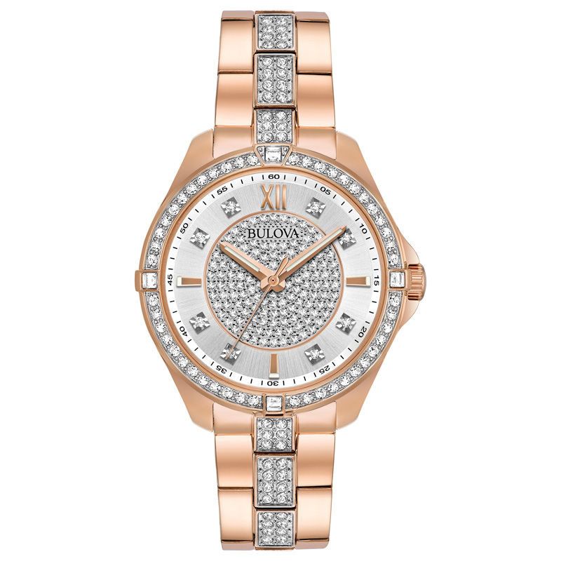 Bulova Bulova Women's Crystal Accent Rose Gold-Tone Stainless Steel Watch 98L229