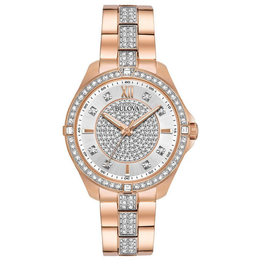 Bulova Bulova Women's Crystal Accent Rose Gold-Tone Stainless Steel Watch 98L229