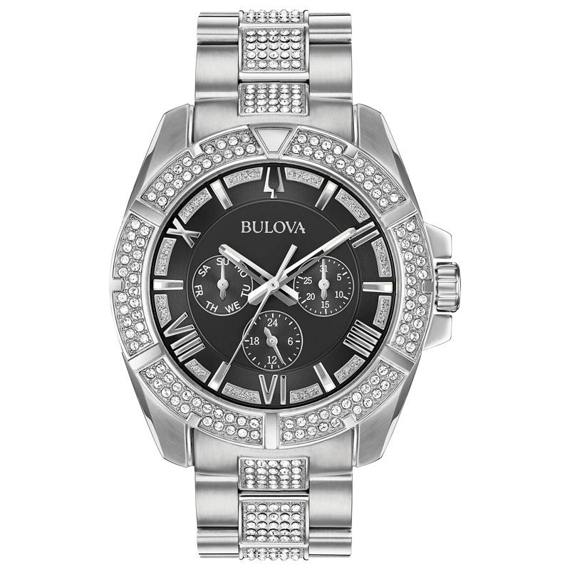 Bulova Bulova Men's Crystal Accent Multi-Function Stainless Steel Watch 96C126