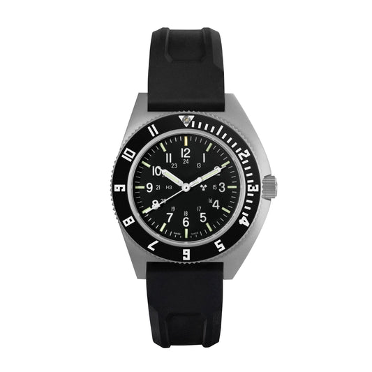 Marathon 41mm Steel Navigator (SSNAV) on Black 3-Piece Rubber Strap Kit WW194001SS-0830