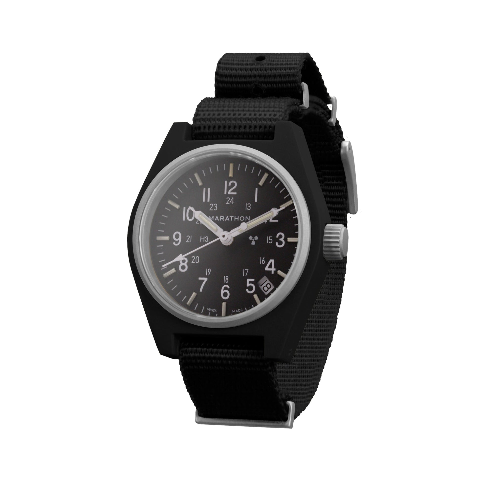 Marathon Black General Purpose Quartz With Date Tritium Gpq No Government Markings 34mm WW194015BK-0101