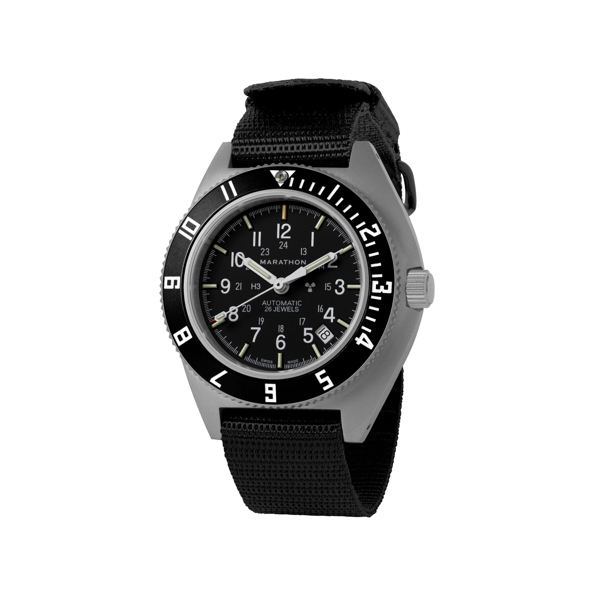 Marathon Steel Navigator Automatic W Date Ssnav D On Ballistic Nylon 41mm WW194030SS-0101