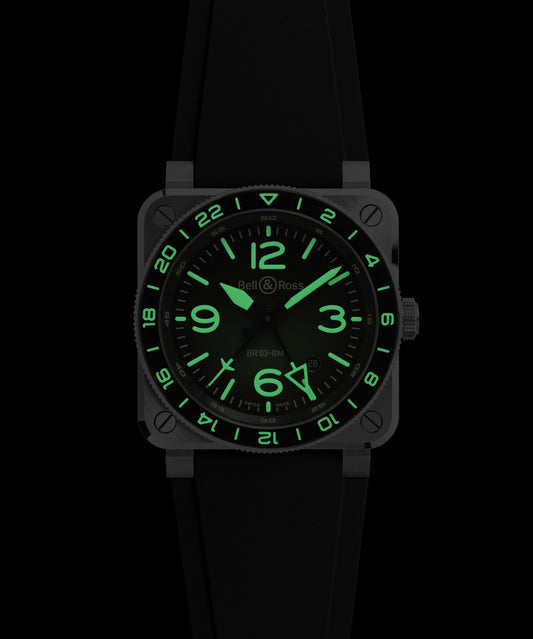Bell & Ross BR-03 GMT Green Lum BR0393-GN-ST/SRB