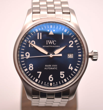 IWC Pilot Mark Le Petit Prince Mark XVIII 40mm Blue Dial Stainless Steel Bracelet IW327016