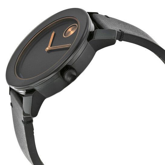 Movado Bold Black Dial Black Leather Men's Quartz Watch 3600297