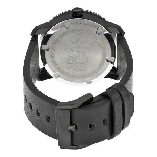 Movado Bold Black Dial Black Leather Men's Quartz Watch 3600297
